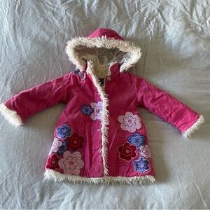 Vintage Y2K Sherpa lined corduroy pink floral jacket 24m